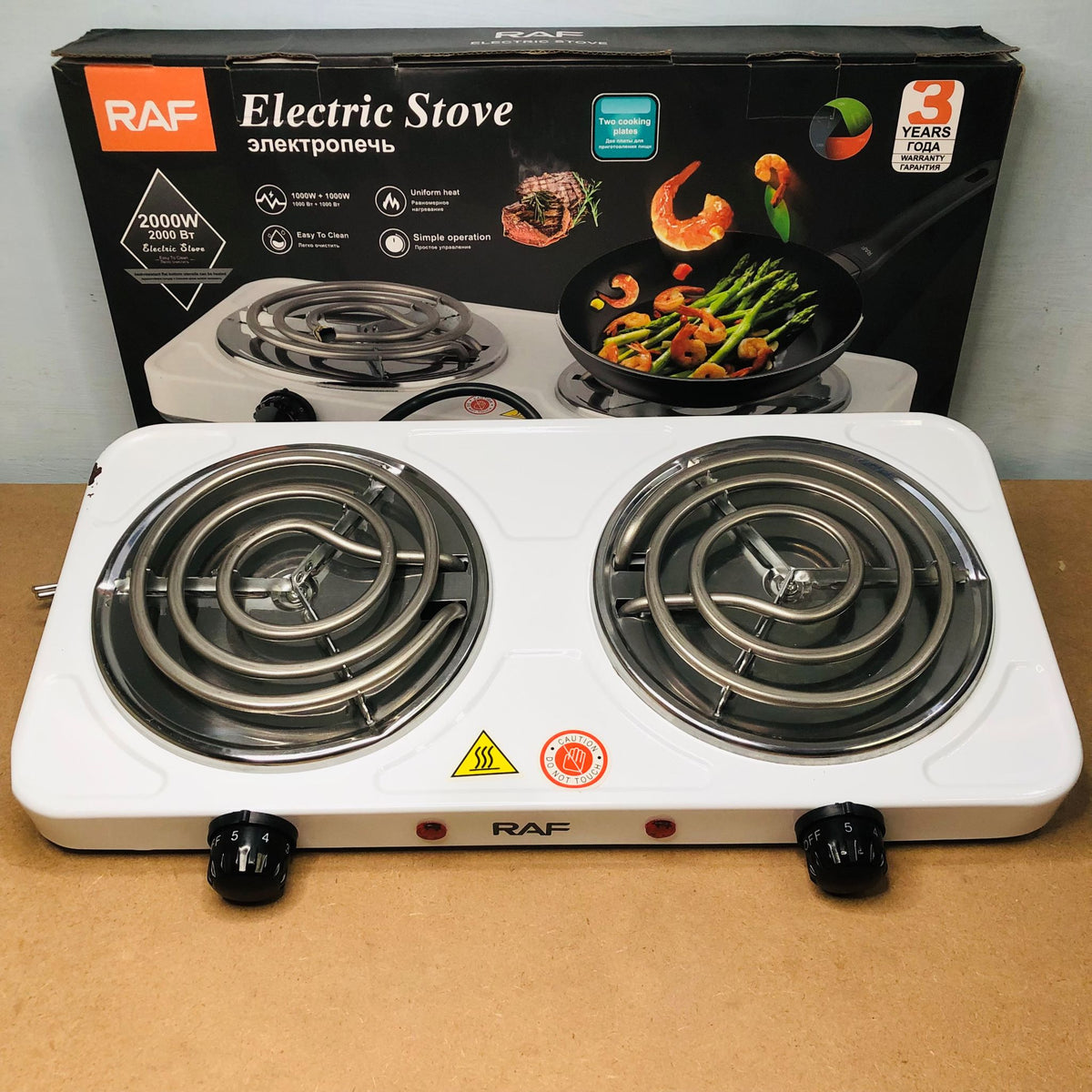 RAF R.8020B Double Electric Stove – 2000W Dual Burner Cooker