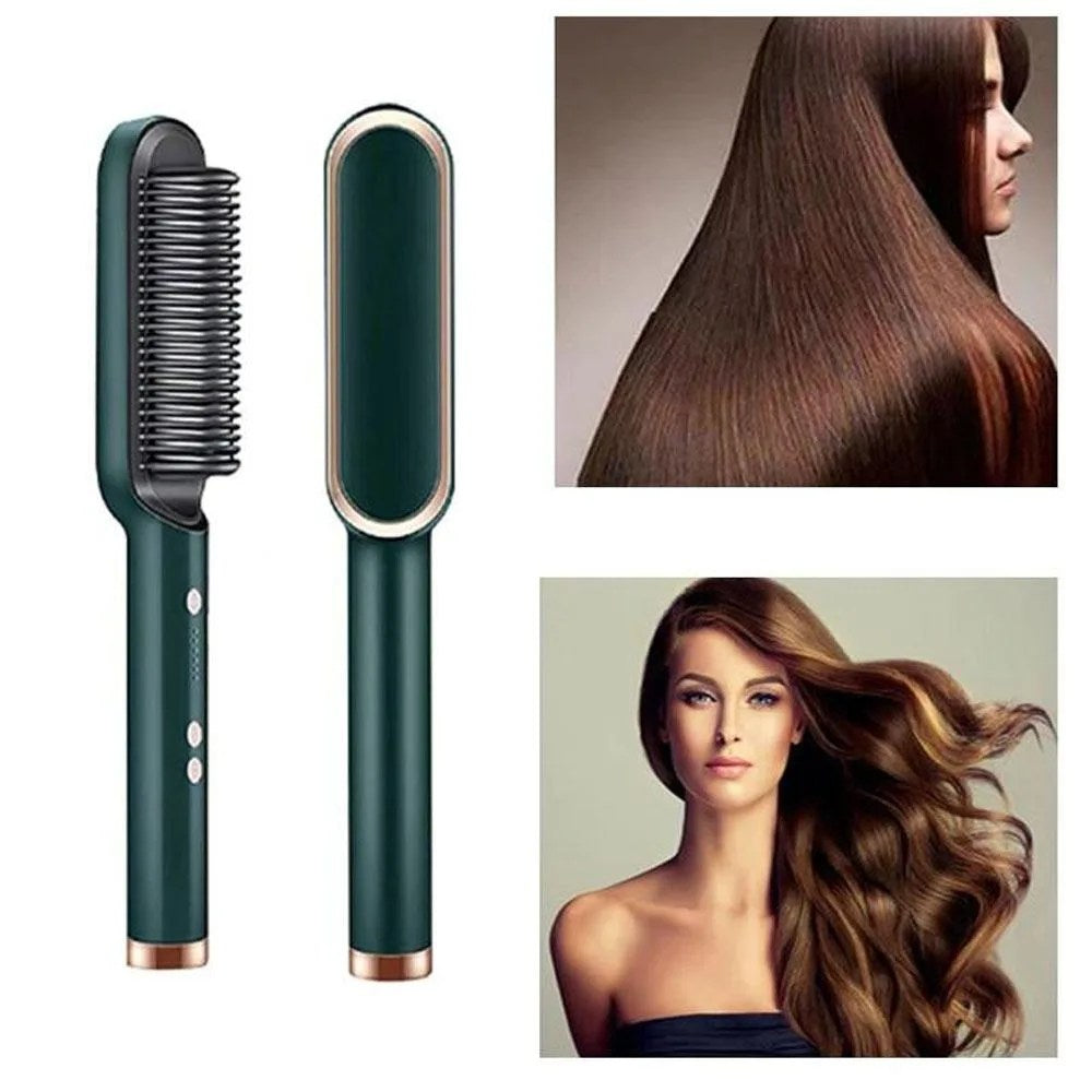 909 Electric Hair Straightener Brush – 2-in-1 Hair Styler Comb with Fast Heating