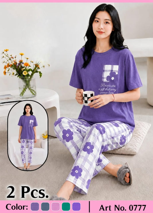 Soft & Stylish 2 Pcs Night Suit – Banyan Stuff Hosiery Fabric | Comfortable Nightwear