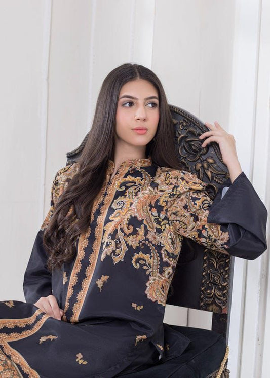 2Pc Digital Print Suit – Stylish Shirt & Bell Bottom Set for Women