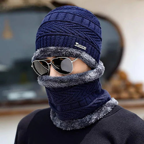 Winter Premium Fur-Lined Beanie & Neck Warmer Set
