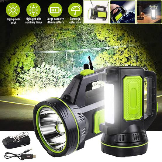 30W LED Solar Rechargeable High Power Torch | 1500M Long Range Searchlight | USB Type-C Charging | 20000mAh Power Bank | Emergency Handheld Flashlight