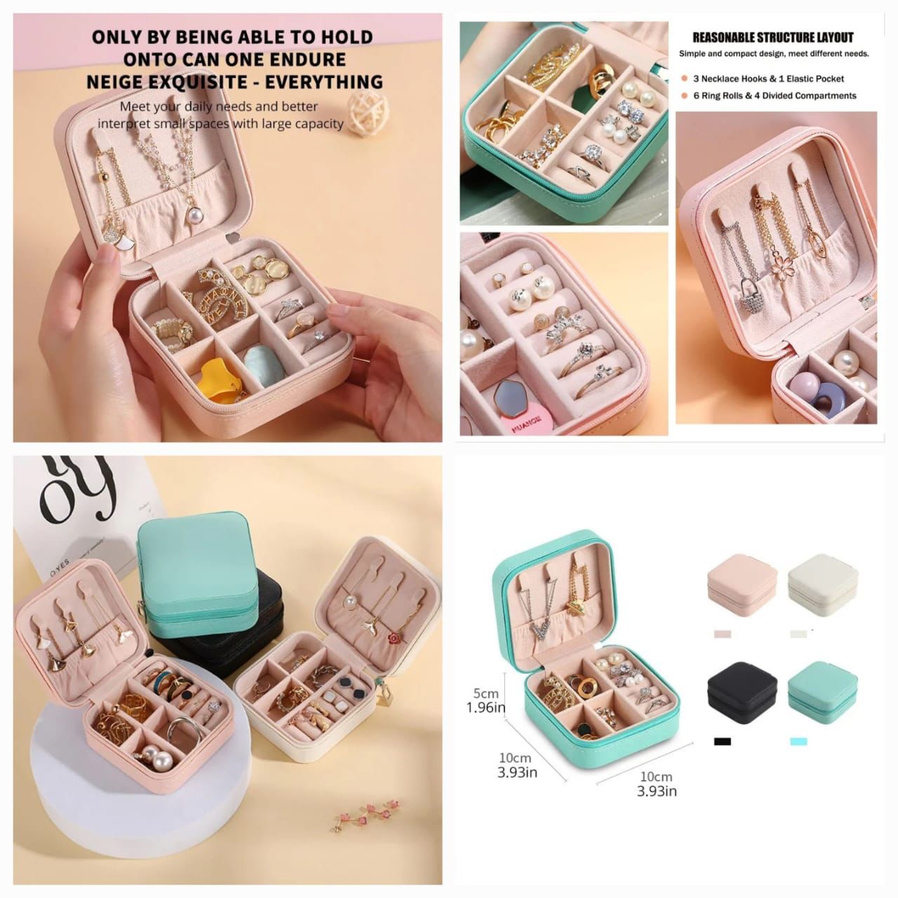 Portable Jewelry Organizer Box – Travel Storage Case for Rings, Earrings & Necklaces