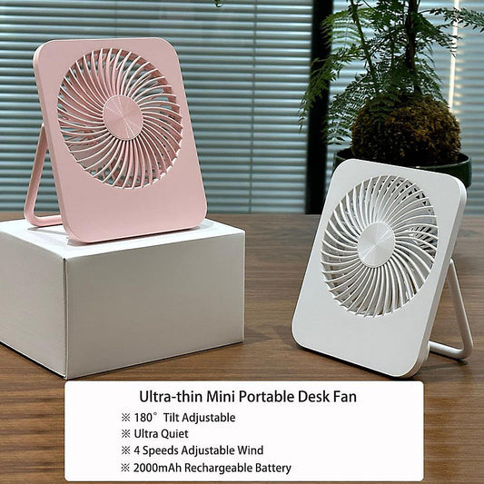 Portable USB Mini Desk Fan with 180° Adjustable Angle – Silent Cooling Air Circulator for Home & Office