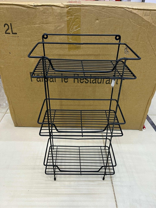 3 Tier Square Storage Organizer Rack | Multipurpose Kitchen & Bathroom Shelf Stand