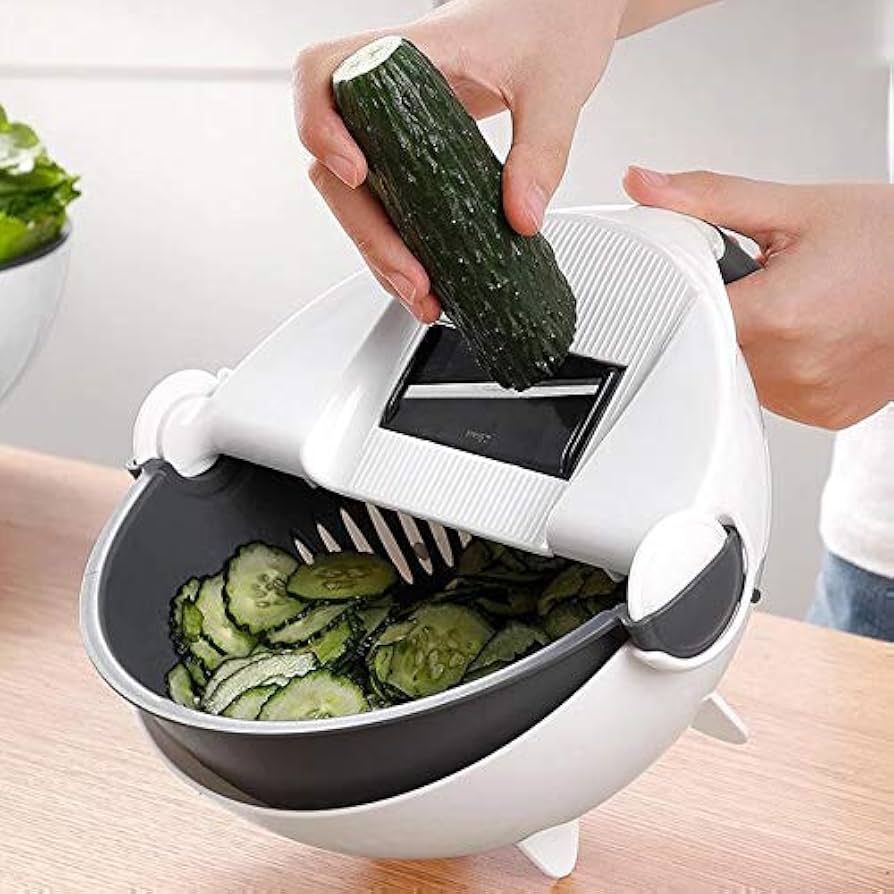 Wet Basket Vegetable Cutter – 2-in-1 Wash, Drain & Slice Kitchen Tool