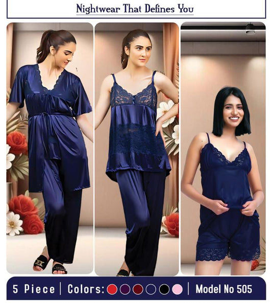 5 PC Night Wear Silk