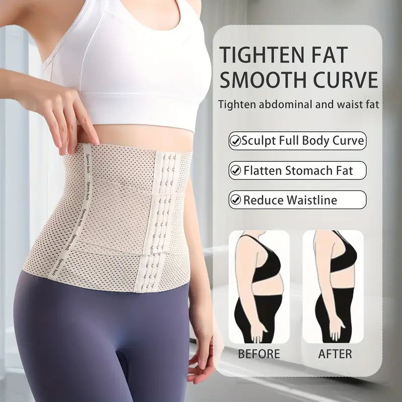 3-Hook Waist Support & Compression Belt for Women - Adjustable Body Shaper