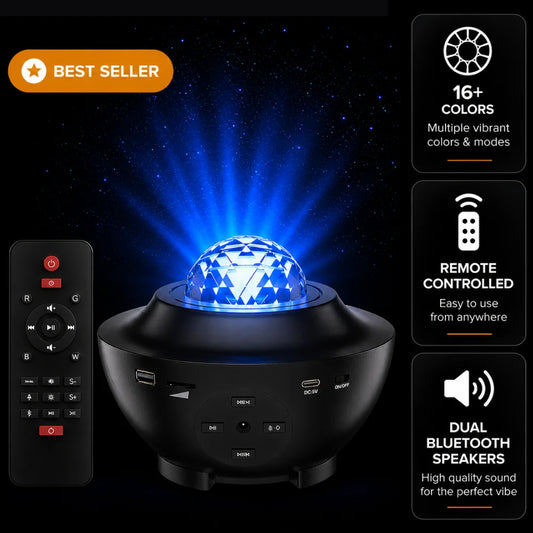 Starry Sky Galaxy Projector with Bluetooth Speaker, Remote Control & Multicolor LED Night Light