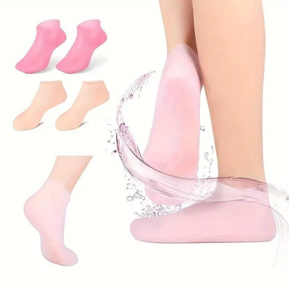 Soft Gel Silicone Foot Socks – 2 Pair Set for Women - Heel Repair & Moisturizing Care