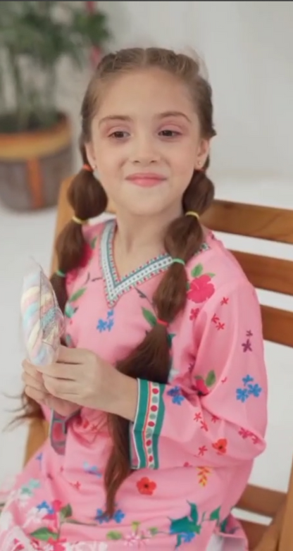 CO-ORD Set Kidz 2Pc Suit – Digital Print Shirt & Bell Bottom for Girls (Swiss Lawn)