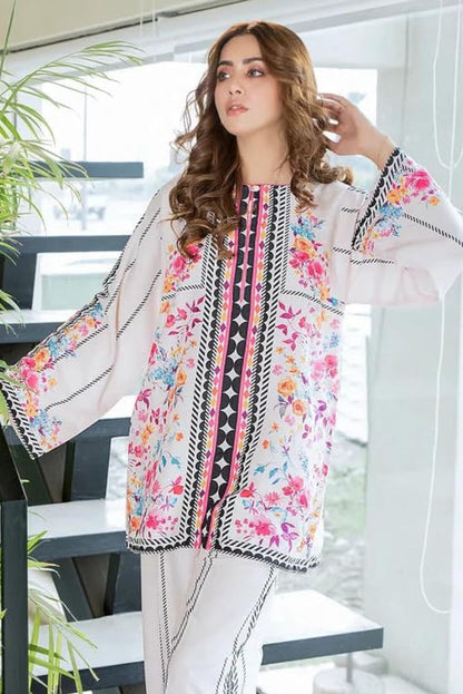 Stylish 2-Piece Swiss Lawn Suit with Digital Print Shirt & Bell Bottom