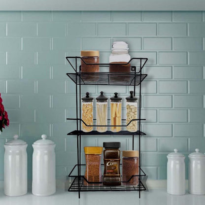 3 Tier Square Storage Organizer Rack | Multipurpose Kitchen & Bathroom Shelf Stand