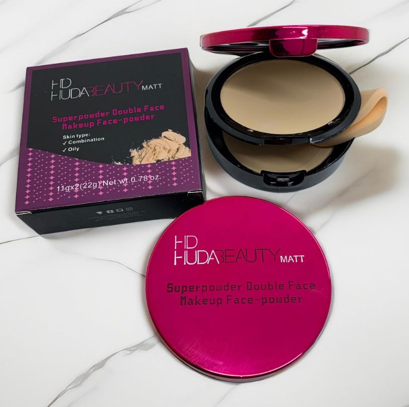 HD Huda Beauty Matt Face Powder 2 in 1 | Compact Powder with Puff & Mirror