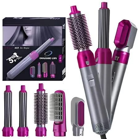 5-in-1 Hair Styler Tool – Hair Dryer, Curler, Straightener & Hot Air Comb Set