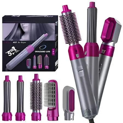 5-in-1 Hair Styler Tool – Hair Dryer, Curler, Straightener & Hot Air Comb Set