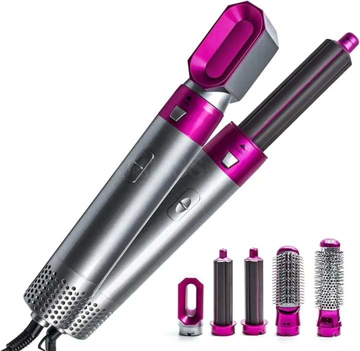 5-in-1 Hair Styler Tool – Hair Dryer, Curler, Straightener & Hot Air Comb Set