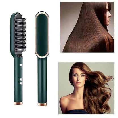 909 Electric Hair Straightener Brush – 2-in-1 Hair Styler Comb with Fast Heating