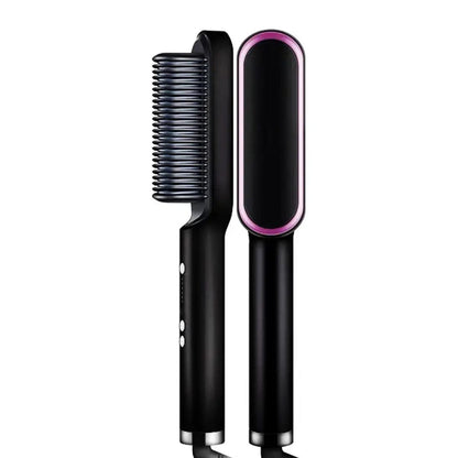 909 Electric Hair Straightener Brush – 2-in-1 Hair Styler Comb with Fast Heating