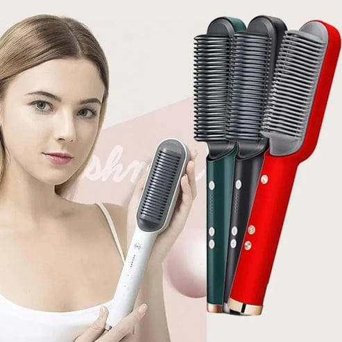 909 Electric Hair Straightener Brush – 2-in-1 Hair Styler Comb with Fast Heating