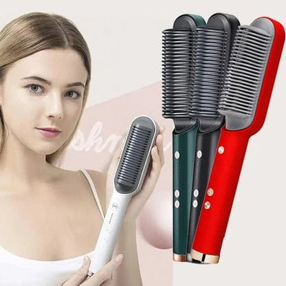 909 Electric Hair Straightener Brush – 2-in-1 Hair Styler Comb with Fast Heating