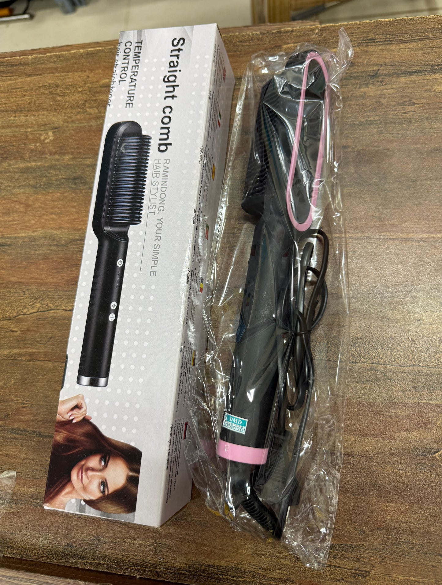 909 Electric Hair Straightener Brush – 2-in-1 Hair Styler Comb with Fast Heating