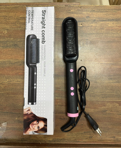909 Electric Hair Straightener Brush – 2-in-1 Hair Styler Comb with Fast Heating