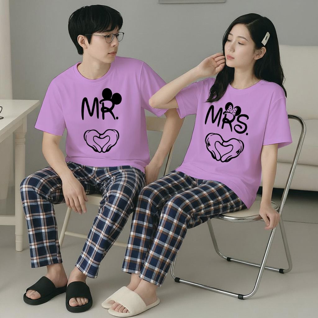 New Couple Night Suit for Men & Women – Soft Cotton Jersey Nightwear