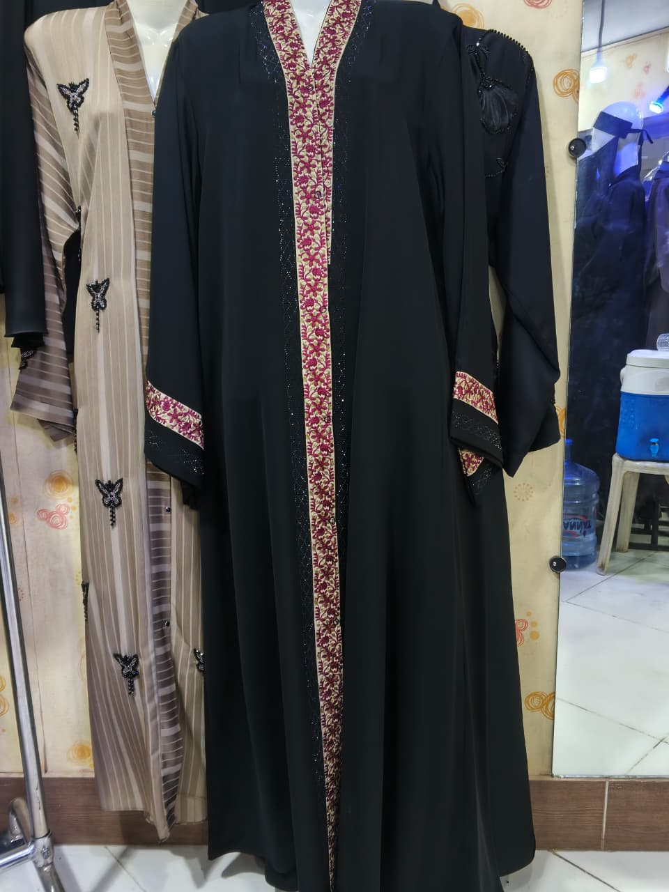 Elegant Korean Nida Embroidered Abaya with Nag Work | Premium Modest Wear