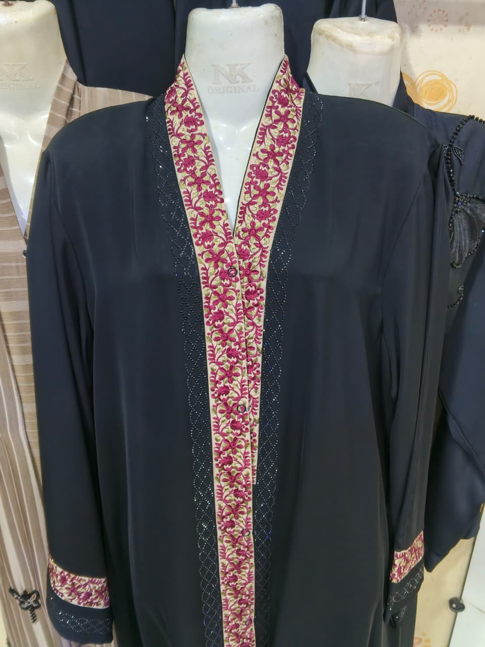 Elegant Korean Nida Embroidered Abaya with Nag Work | Premium Modest Wear