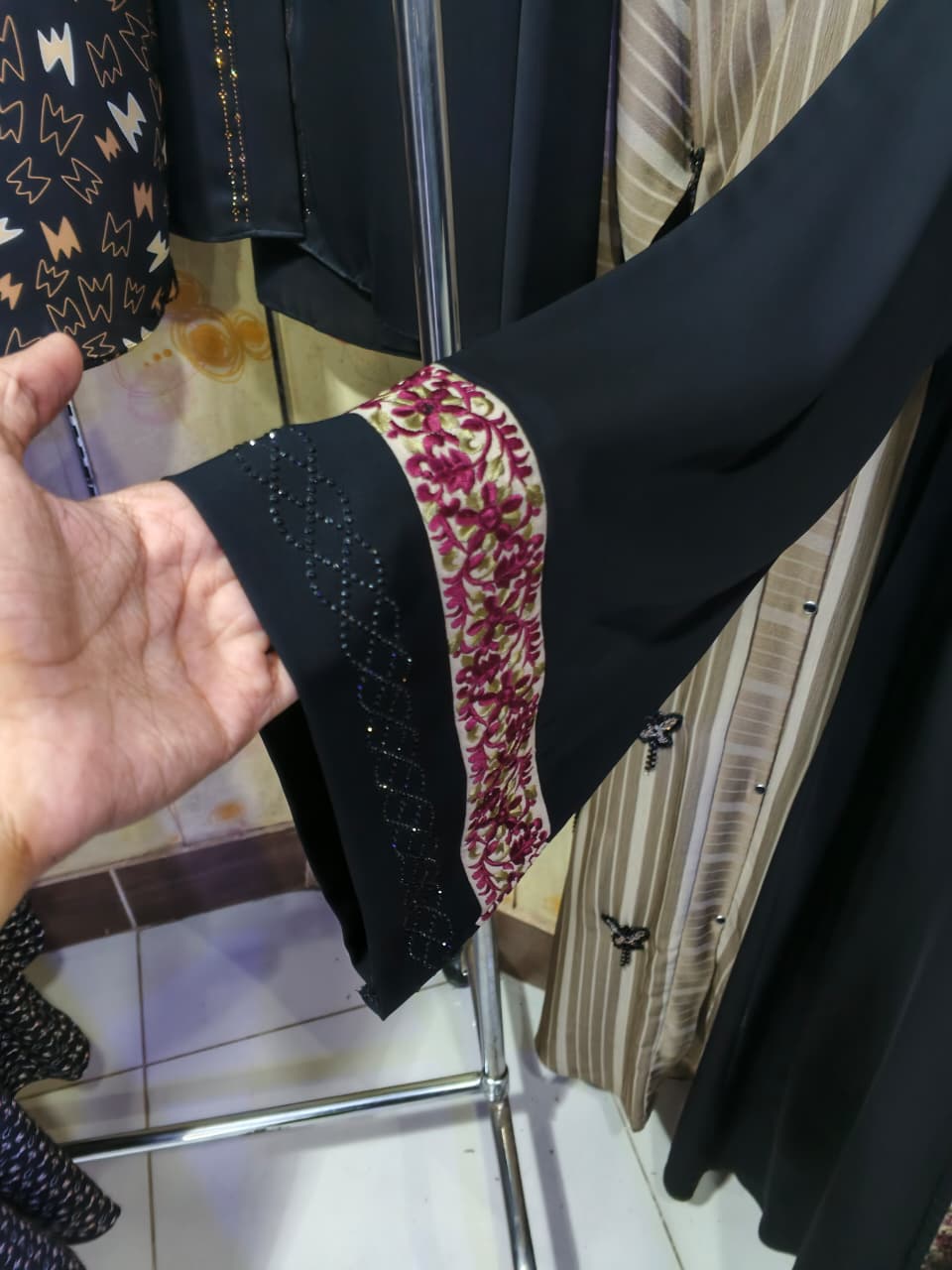 Elegant Korean Nida Embroidered Abaya with Nag Work | Premium Modest Wear