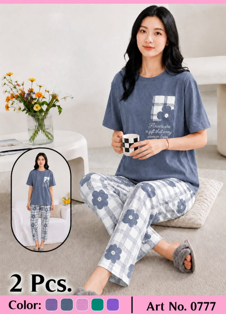 Soft & Stylish 2 Pcs Night Suit – Banyan Stuff Hosiery Fabric | Comfortable Nightwear