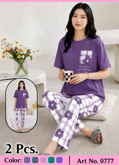 Soft & Stylish 2 Pcs Night Suit – Banyan Stuff Hosiery Fabric | Comfortable Nightwear