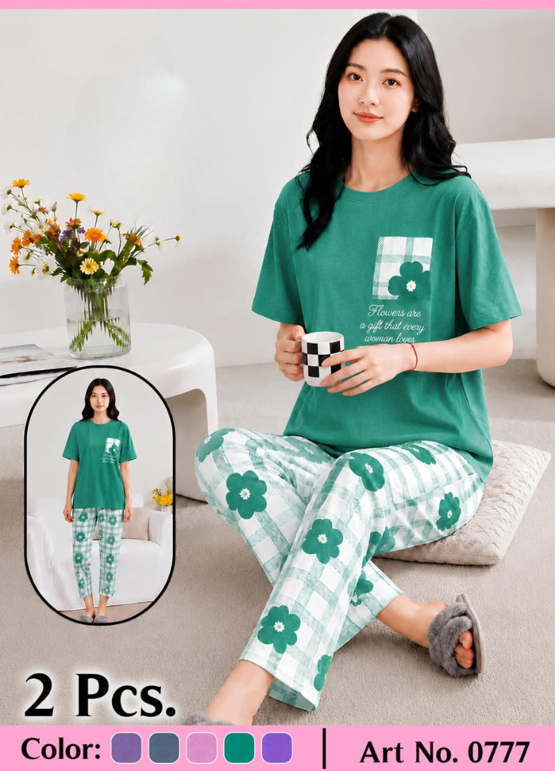 Soft & Stylish 2 Pcs Night Suit – Banyan Stuff Hosiery Fabric | Comfortable Nightwear