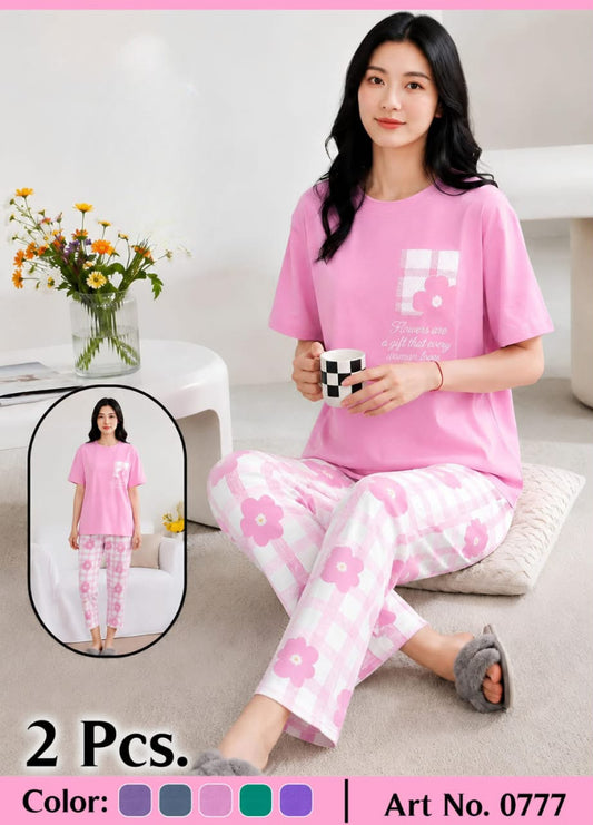Soft & Stylish 2 Pcs Night Suit – Banyan Stuff Hosiery Fabric | Comfortable Nightwear