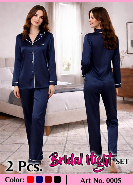 2Pc Bridal Night Wear Set – Soft Polyester Jersey | Shirt & Trouser