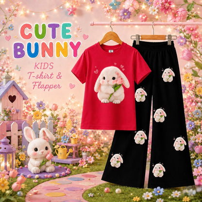 Cute Bunny Kids T-Shirt & Trouser Set | Adorable 2-Piece Outfit