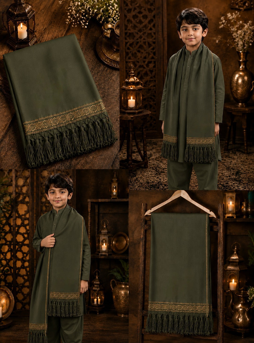 Premium Wool Pashmina Plain Shawl for Kids
