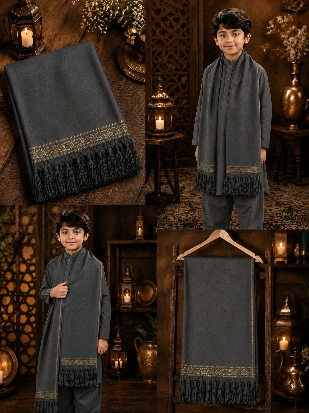 Premium Wool Pashmina Plain Shawl for Kids
