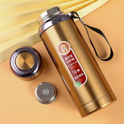 Premium Stainless Steel Vacuum Flask Bottle with Strap