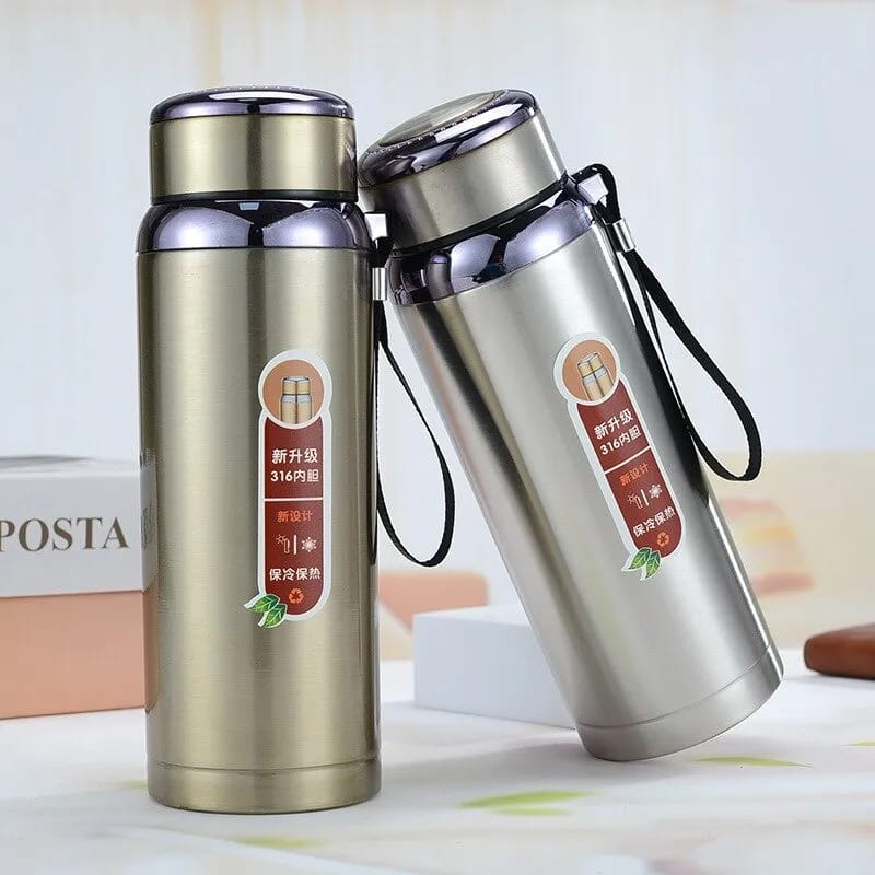 Premium Stainless Steel Vacuum Flask Bottle with Strap