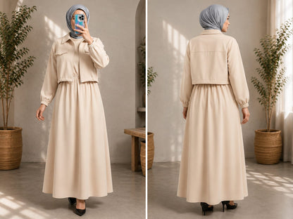 Winter Collection – 2 Piece Set | Elegant Frock with Cropped Jacket