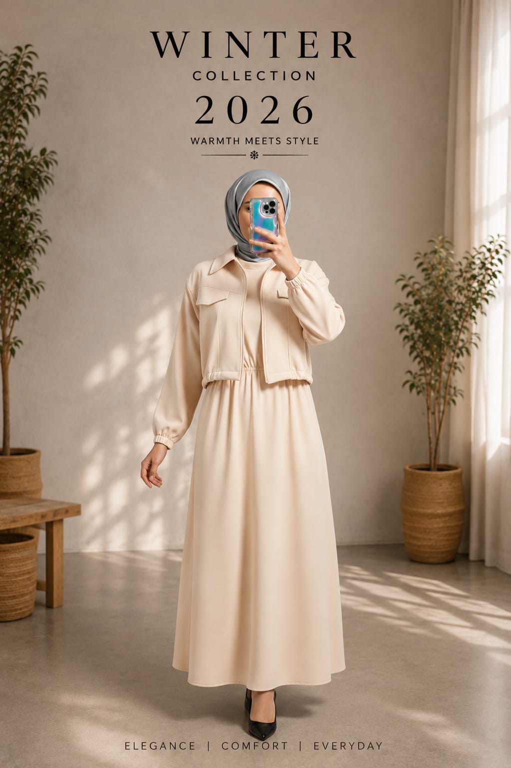 Winter Collection – 2 Piece Set | Elegant Frock with Cropped Jacket
