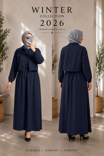 Winter Collection – 2 Piece Set | Elegant Frock with Cropped Jacket