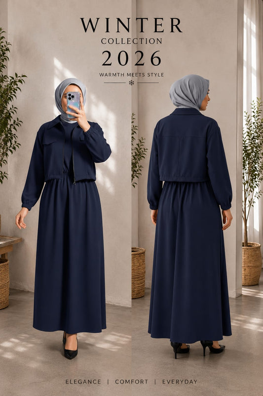 Winter Collection – 2 Piece Set | Elegant Frock with Cropped Jacket