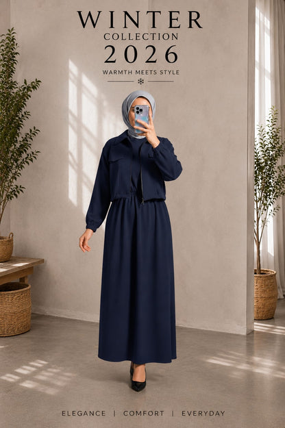 Winter Collection – 2 Piece Set | Elegant Frock with Cropped Jacket