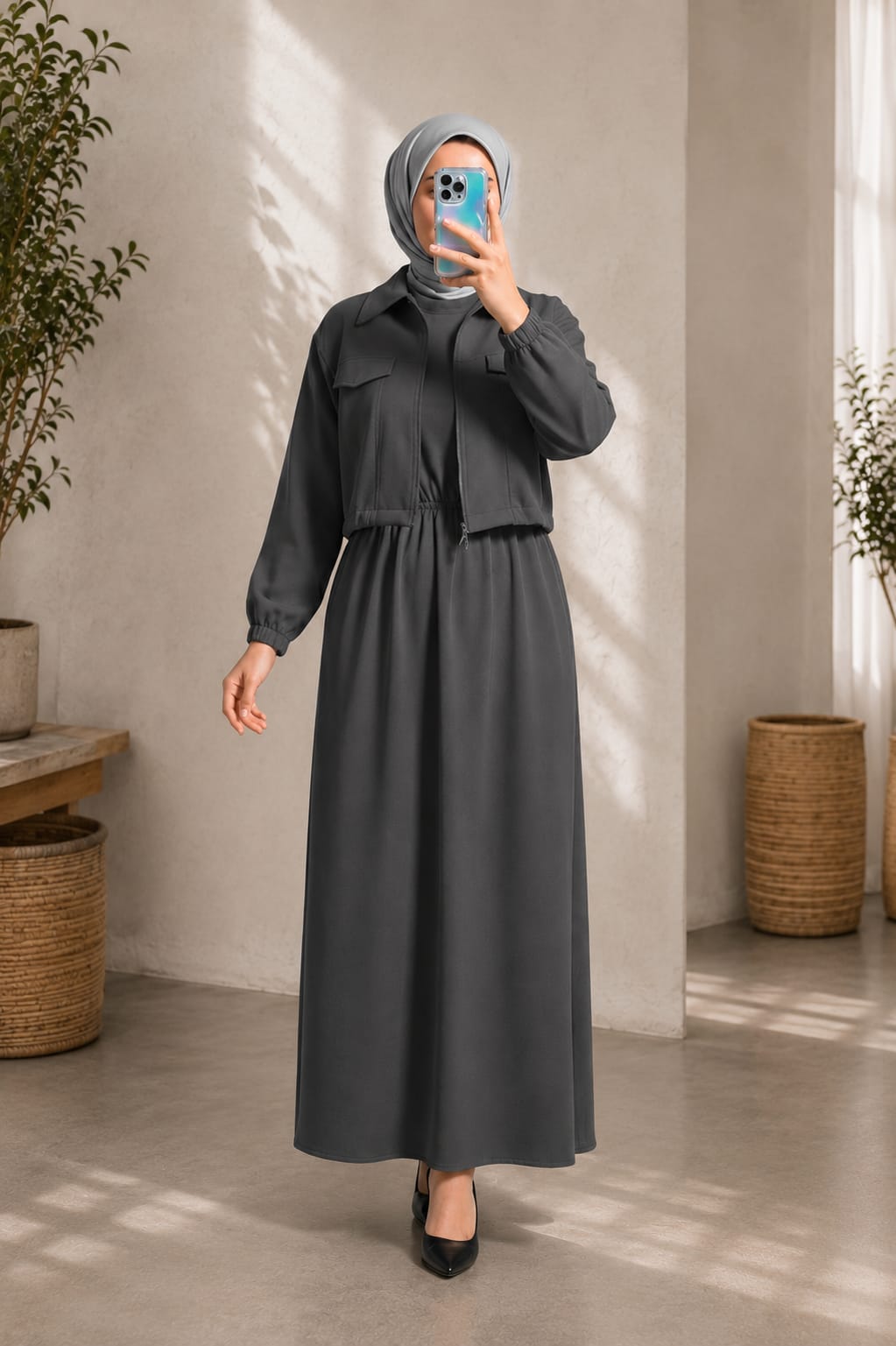 Winter Collection – 2 Piece Set | Elegant Frock with Cropped Jacket