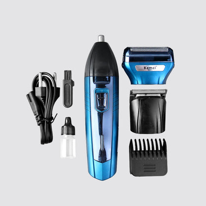 Kemei 3-in-1 Men's Grooming Kit – Electric Shaver, Hair Trimmer & USB Rechargeable Grooming Set