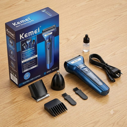 Kemei 3-in-1 Men's Grooming Kit – Electric Shaver, Hair Trimmer & USB Rechargeable Grooming Set