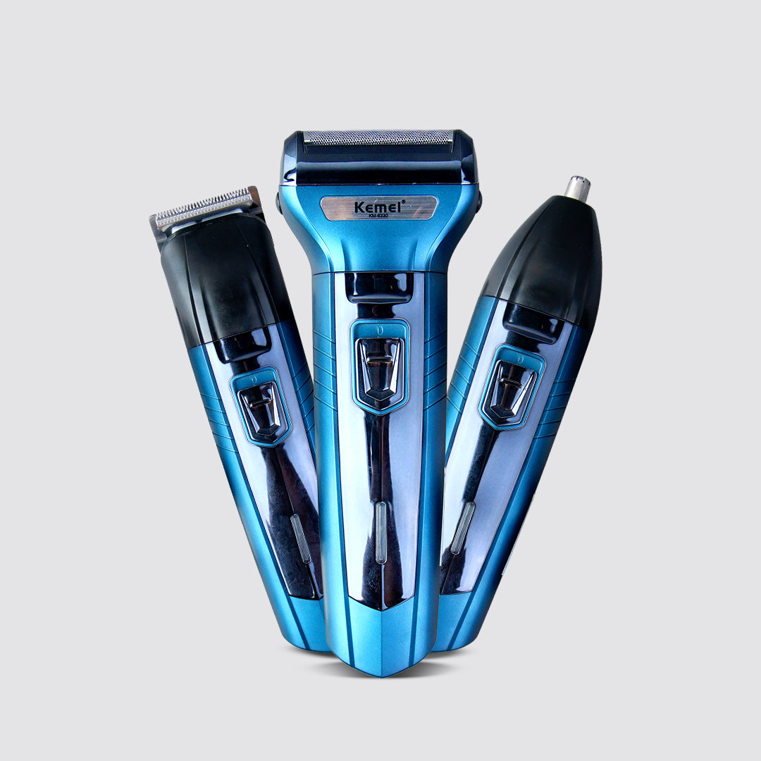 Kemei 3-in-1 Men's Grooming Kit – Electric Shaver, Hair Trimmer & USB Rechargeable Grooming Set
